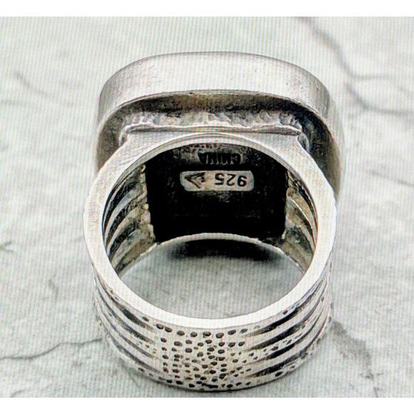 Silpada 925 Sterling Silver Wide Band Bronzite Stone Ring Size 5 - 1.4g - Picture 7 of 11